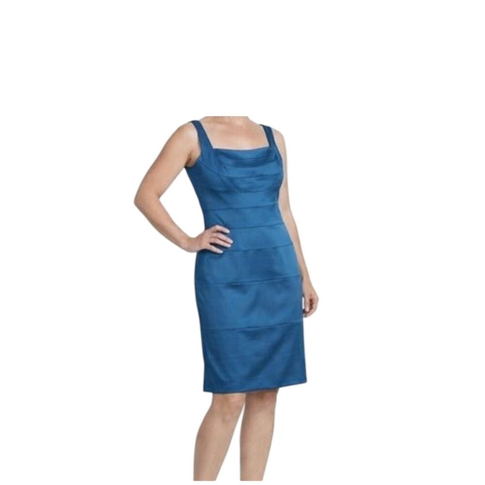 JAX Dress Womens Size 10 Blue Sleeveless Pencil Sheath Ruche Lined Cocktail NWT